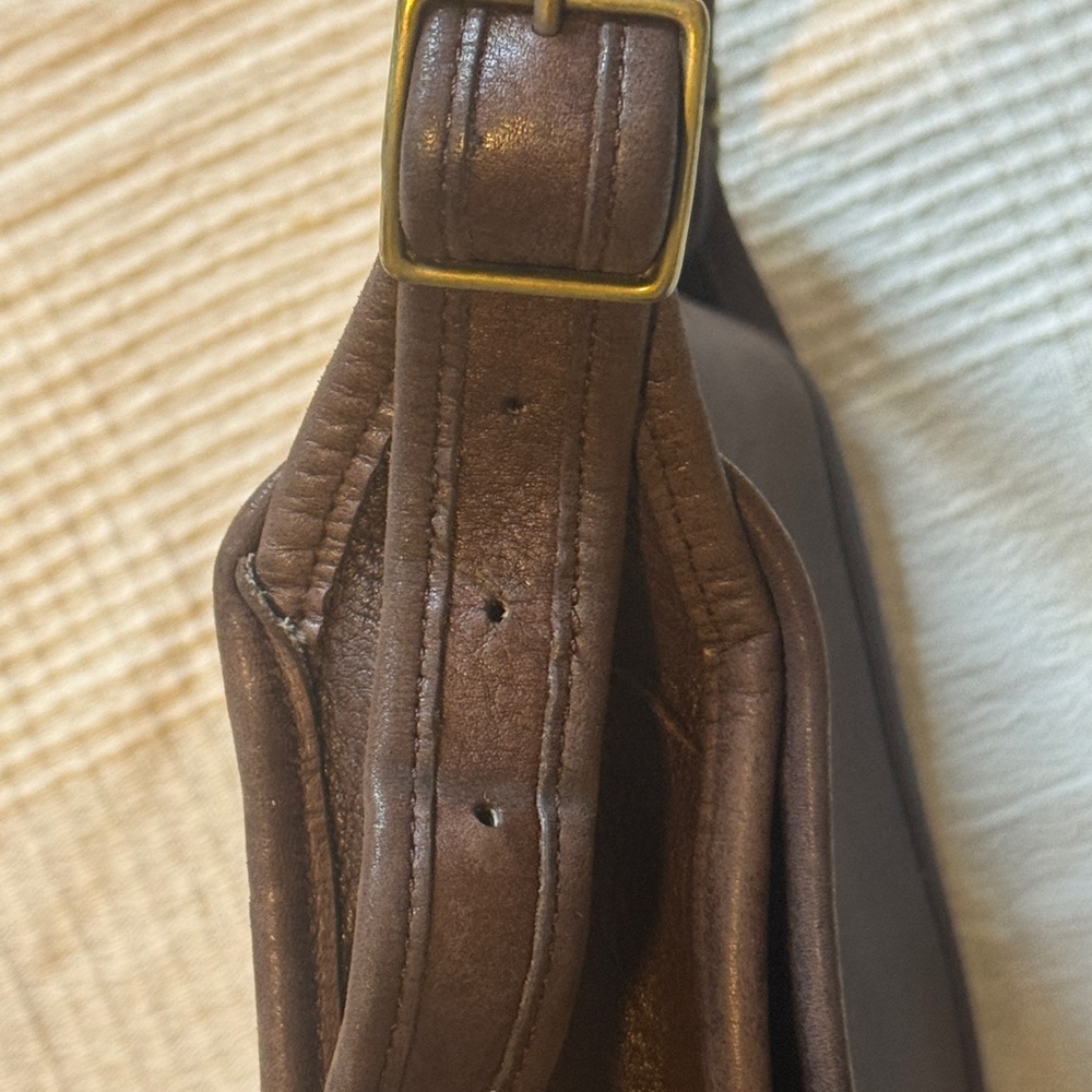 Vintage Coach 70s NYC Dk Brown Leather Bag Metal Plaque Pre-Creed (altered) - Picture 10 of 15